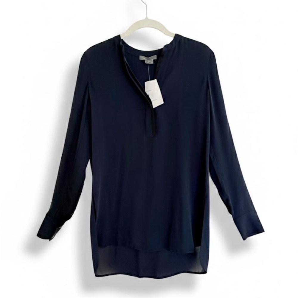 Vince Silk Tipped Contrast Long Sleeve Blouse- size 2- NWT - Picture 2 of 10